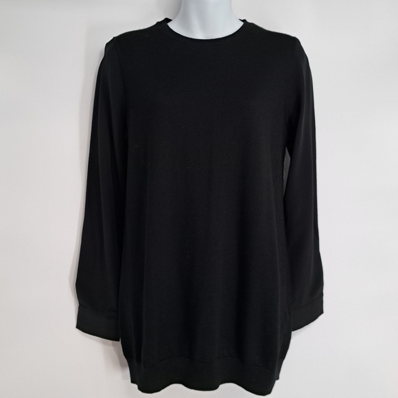 COS Black Wool Silk Blend Crew Neck Mixed Media Minimalist Sweater Size‎ Small - Picture 1 of 7